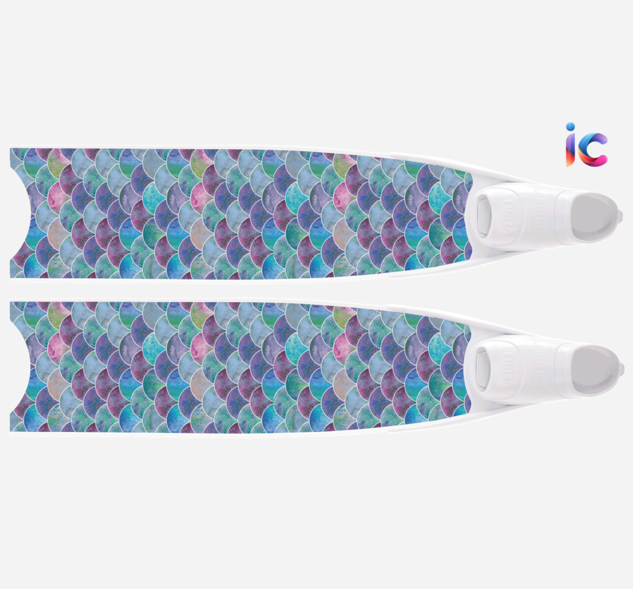 Leaderfin Bi-Fins - Mermaid Waves Purple With Foot Pocket